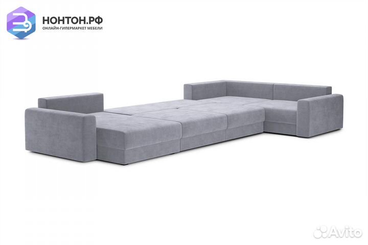 Диван п-образный тик-так Омега серый