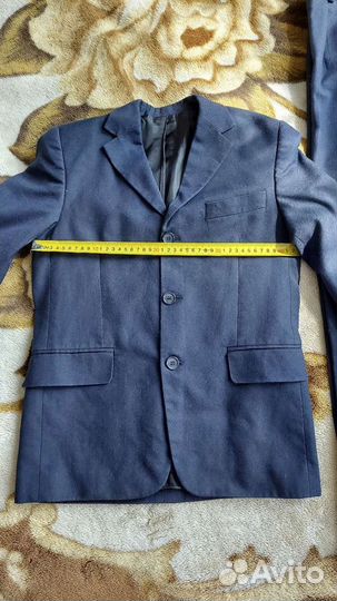 Школьный костюм синий (пиджак и 2 брюк)