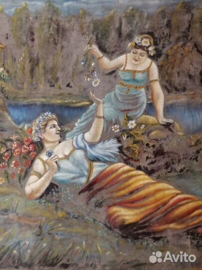 Старинная картина на ткани