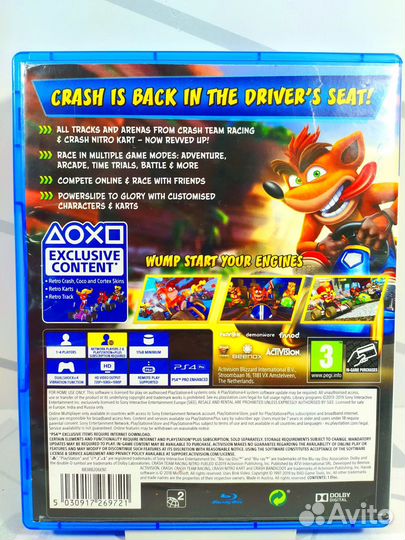 Диск для PS4 Crash Team Racing Nitro-Fueled б/у