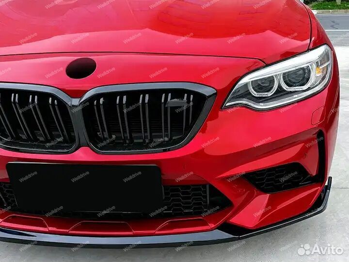 Губа передняя BMW M2 F87 стиль CS черная