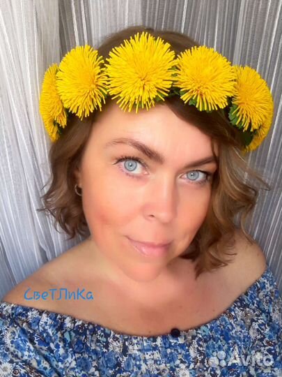 Венок на голову из одуванчиков (фоамиран)