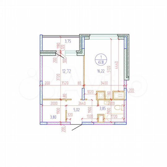 1-к. квартира, 45,3 м², 2/17 эт.