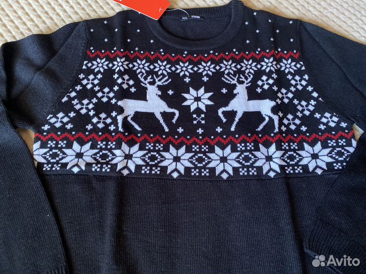 Новый мужской свитер с оленями 50 размер