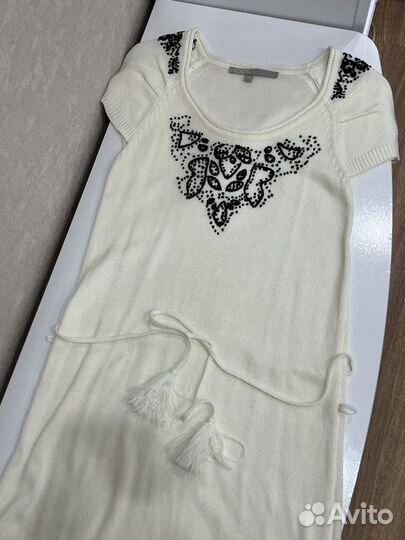 Платье женское вязаное молочное