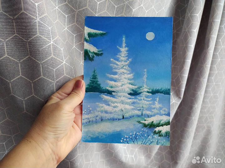 Картина Белые ёлочки 14х21см