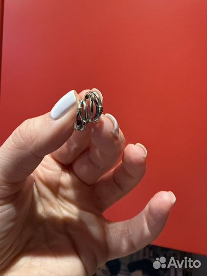 Серьги Pandora серебро и золото