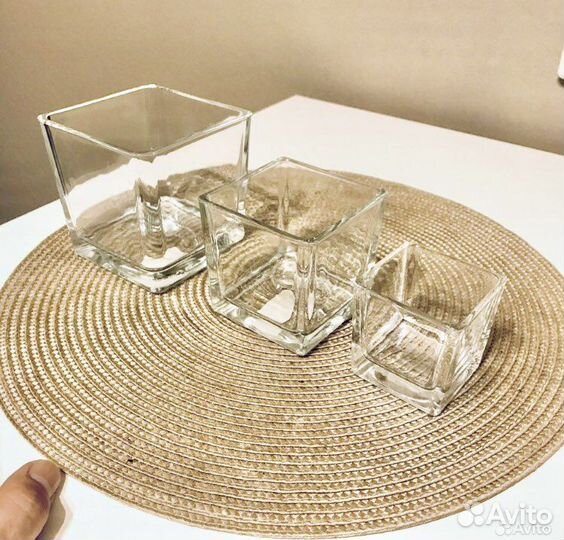 Набор Ваз из 3шт, вазы кубики 6,8,10см подсвечники