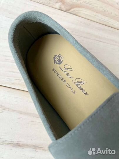 Мужские лоферы Loro Piana замшевые серые