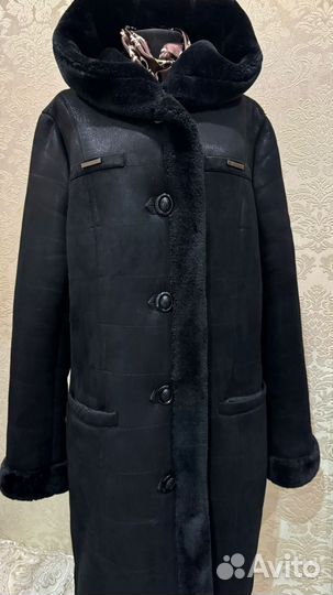 Дубленка женская с капюшоном