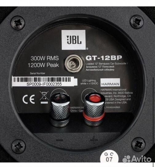 Сабвуфер автомобильный JBL Bandpass GT-12BP 12