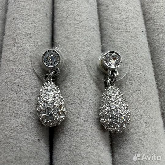 Серьги гвоздики Swarovski серебристые