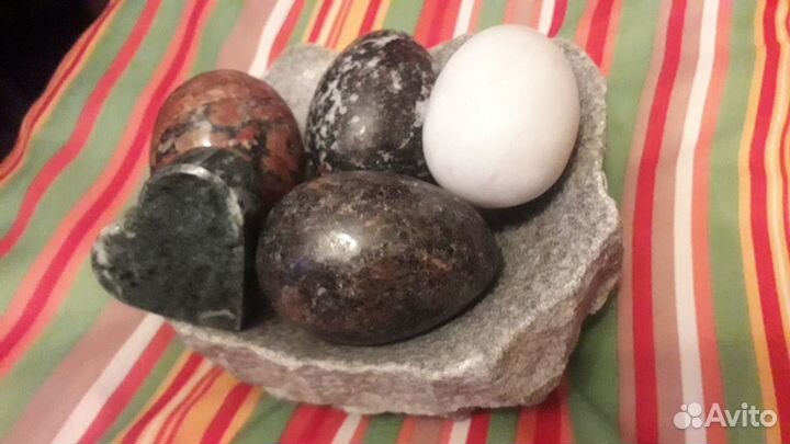 Тарелки и яйца из камня, ручная работа, новые