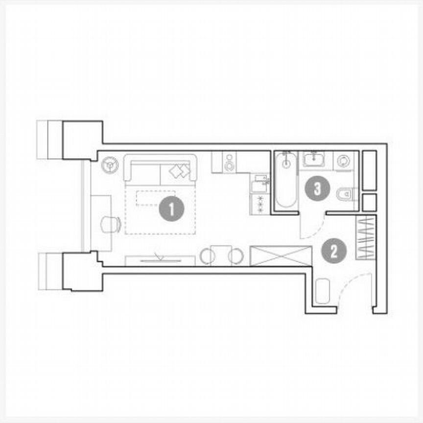 Апартаменты-студия, 28,3 м², 7/35 эт.