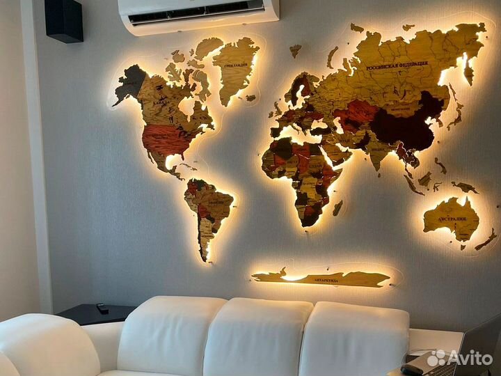 Карта мира из дерева Монтеверде Череповец