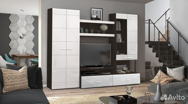 Гостиная Вегас-1 венге/белый глянец 2,80 м