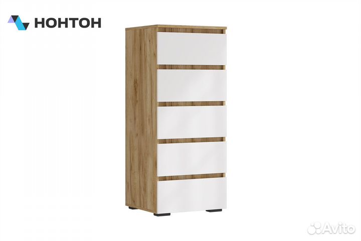 Комод с 5-ю ящиками Ирма дуб крафт золото / белый