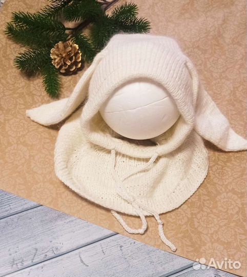 Шапка-шлем с ушками зайца