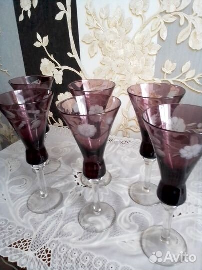 Фужеры цветное стекло СССР винтаж