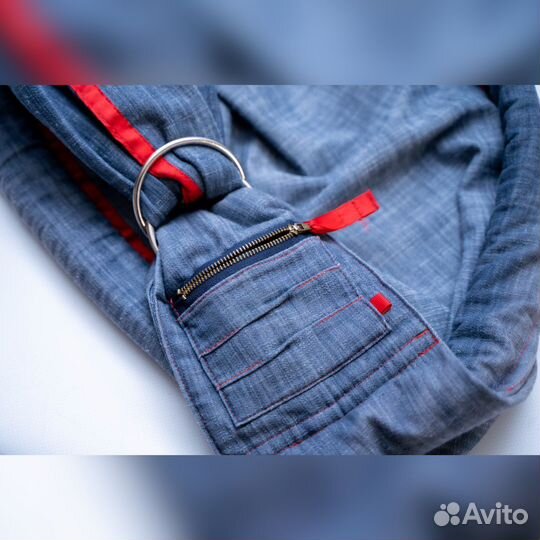 Слинг на кольцах джинсовый