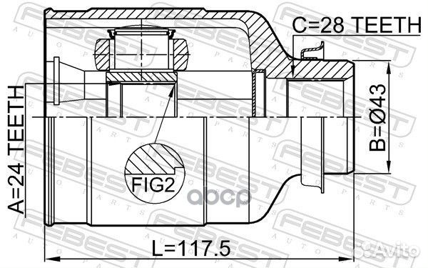 ШРУС внутренний правый 24X43X28 подходит для KIA