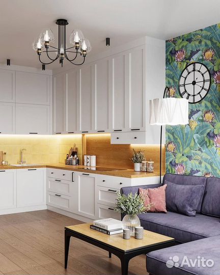 Белая кухня для студии