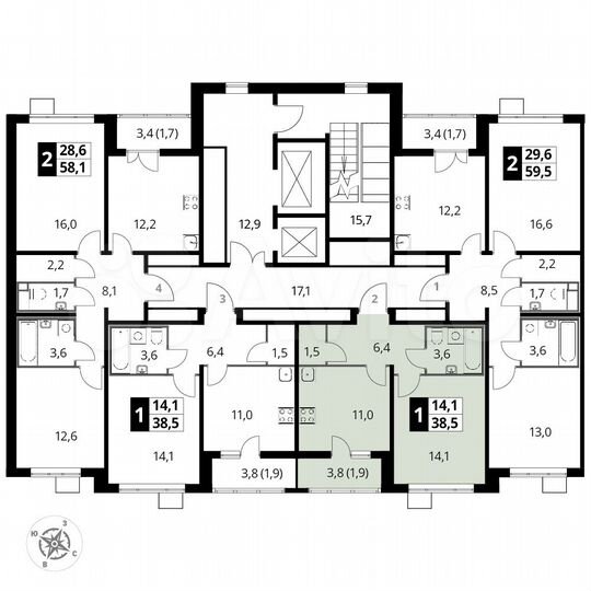 1-к. квартира, 38,5 м², 20/22 эт.