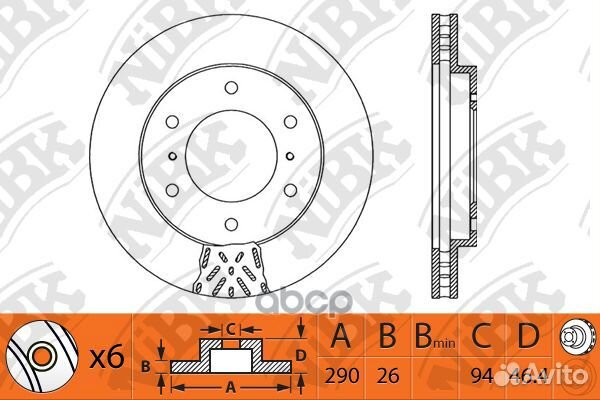 RN1188V Диск тормозной перед RN1188 NiBK