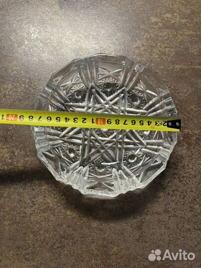 Хрустальная салатница винтаж Чехословакия