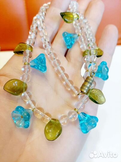 Бусы чешские цветочки винтаж