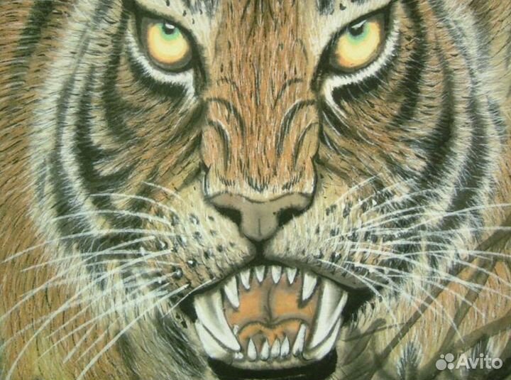 Японский старинный живописный свиток Тигр