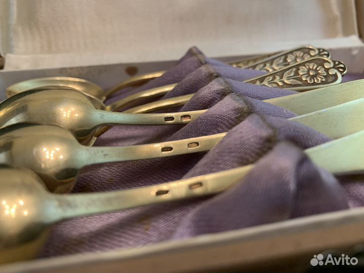 Серебряные ложки позолоченные чайно-кофейные СССР