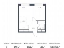 1-к. квартира, 37,1 м², 6/22 эт.