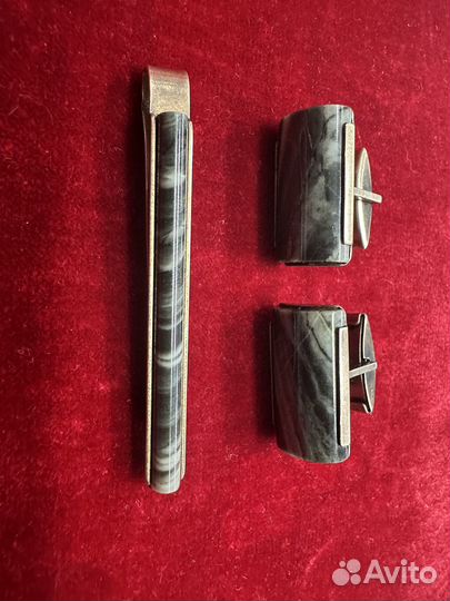 Набор запонки и прищепка серебро СССР 875