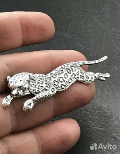 Брошь Леопард Мельхиор