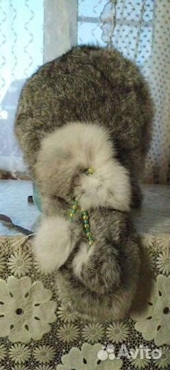 Меховая кроличья шапка для девочки