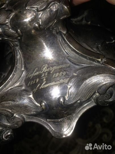 Антикварный подсвечник посеребренин