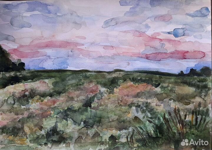 Пейзаж акварель