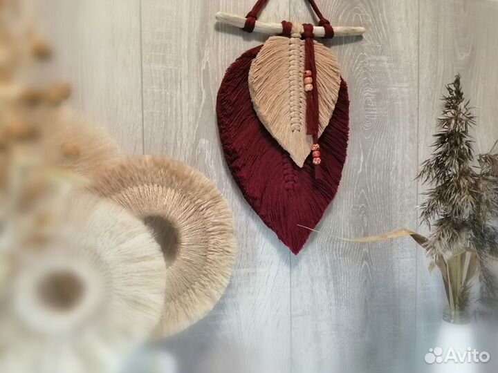 Настенное панно макраме/бохо/лист