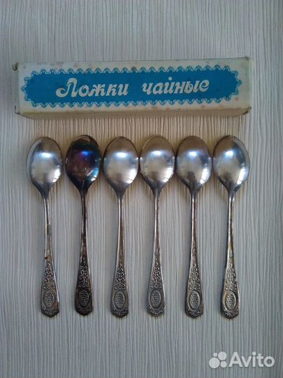Ложки чайные посеребренные, новые, Кольчугино, 6шт