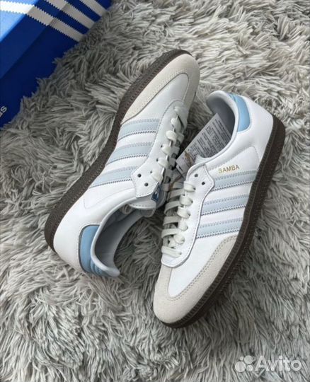 Adidas Samba Og White Blue Halo Powder Sky Blue