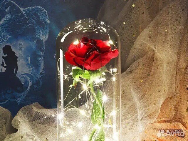 Роза в колбе с подсветкой