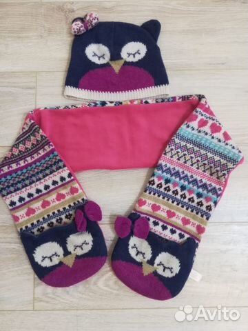 Шапка с шарфиком для девочки