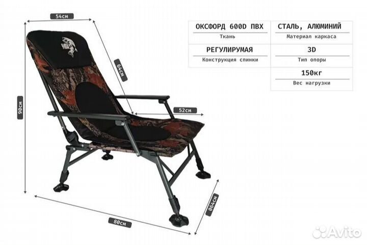 Кресло карповое до 150кг чехол в подарок