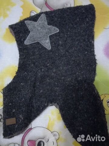 Детская шапка шлем из Мерино шерсти 1-3 лет