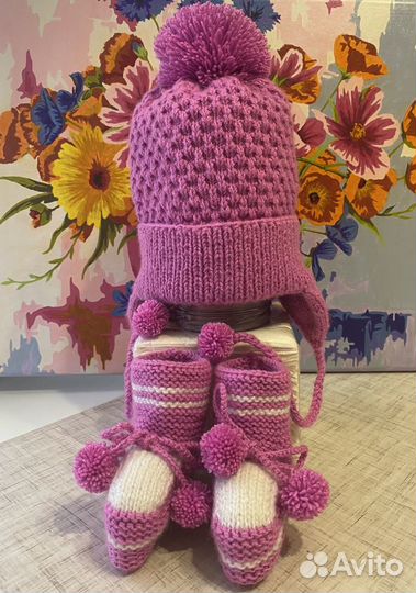 Комплект шапка, пинетки