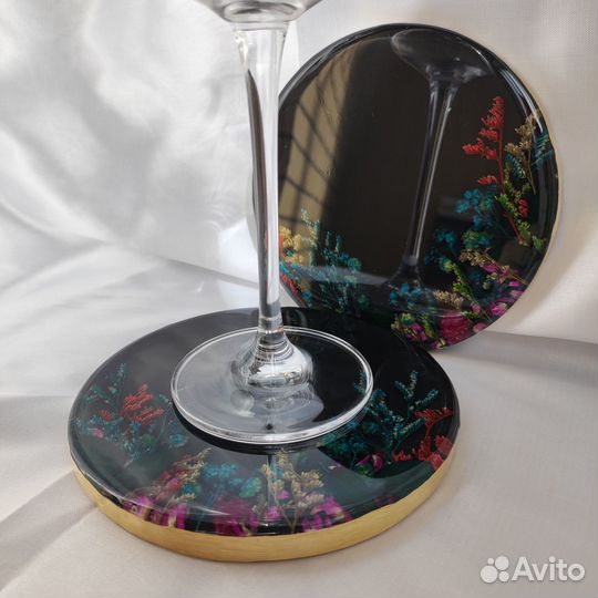 Подставки под бокалы/украшения с сухоцветами