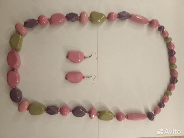 Комплект бижутерии огромные бусины колье серьги