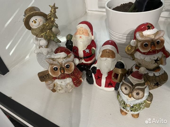 Новогодние статуэтки игрушки подсвечники