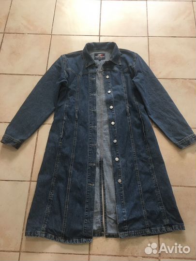 Джинсовое платье-плащ 48р